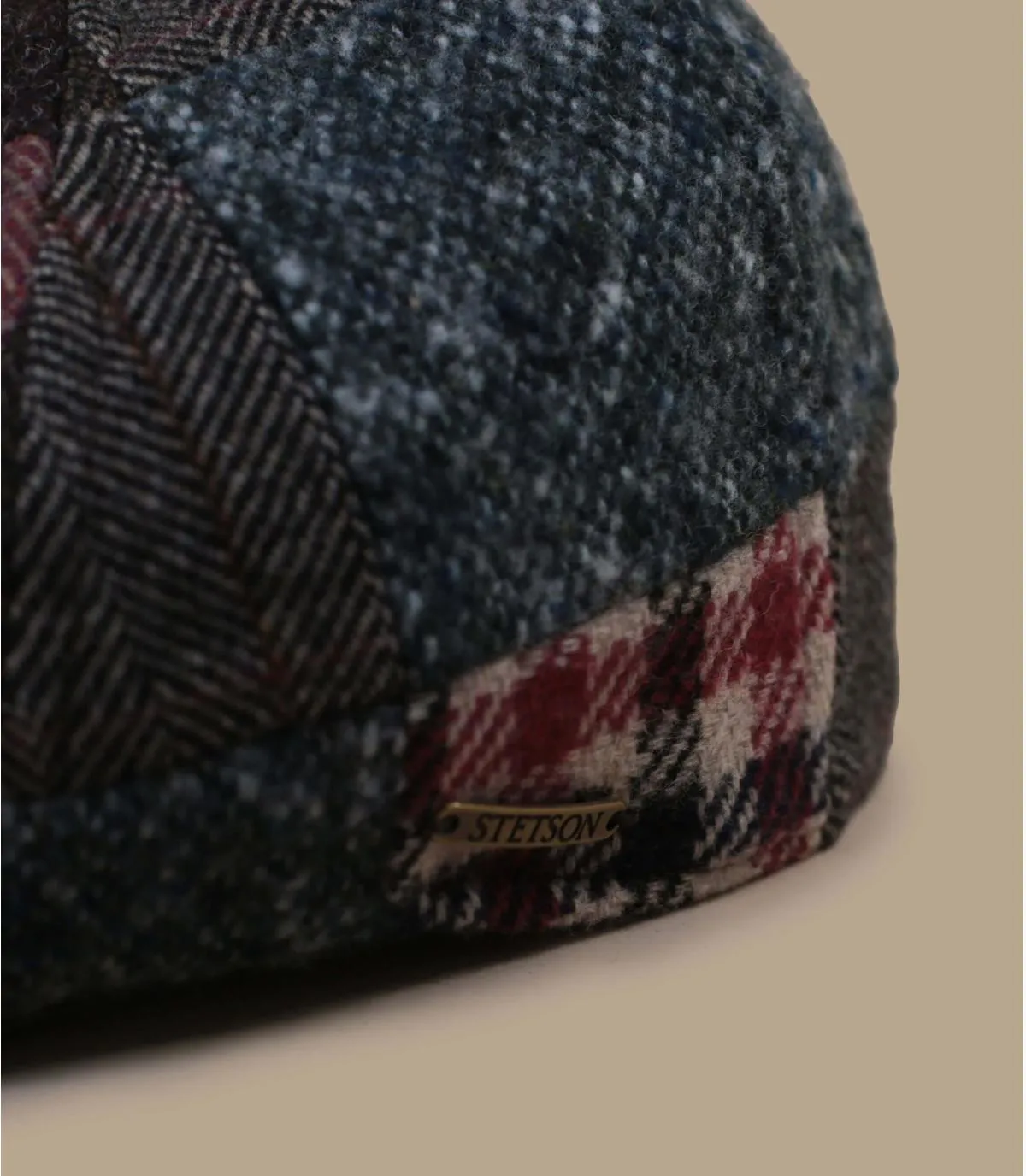 Beret duckbill gris patchwork laine - Texas Patchwork Stetson : Headict