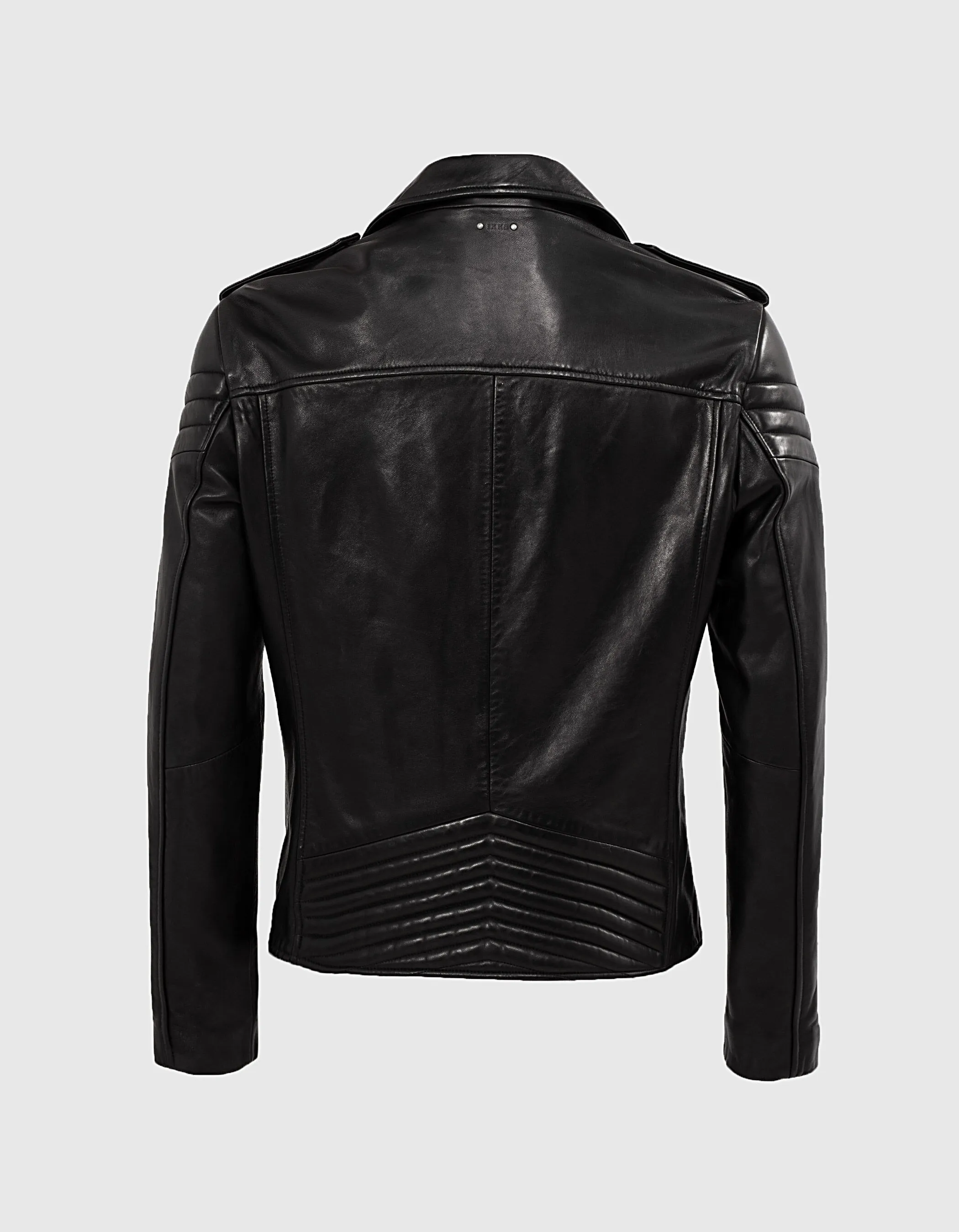 Blouson 1440 Leather Story en cuir noir esprit motard matelassé Homme