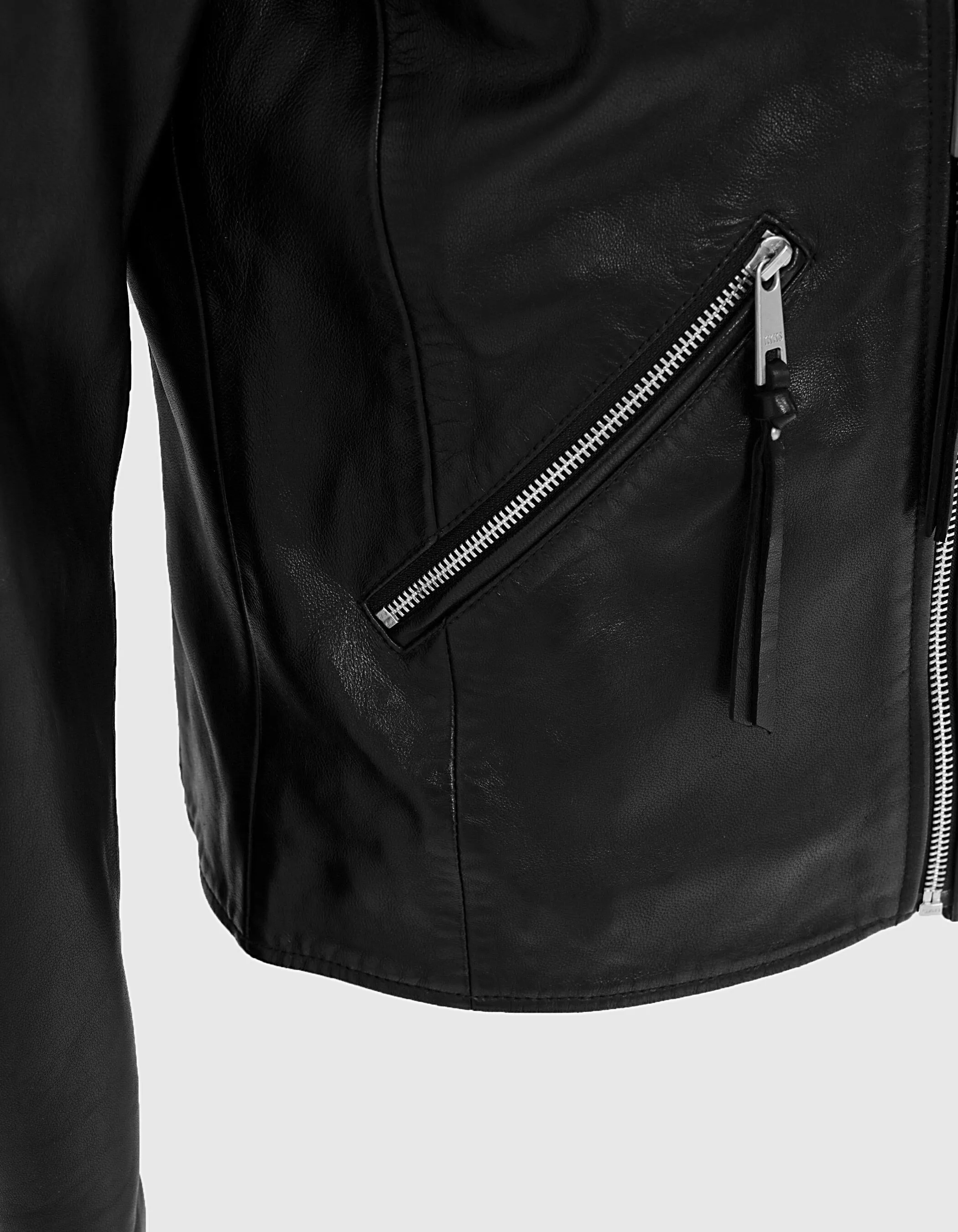 Blouson 1440 Leather Story en cuir noir esprit motard matelassé Homme