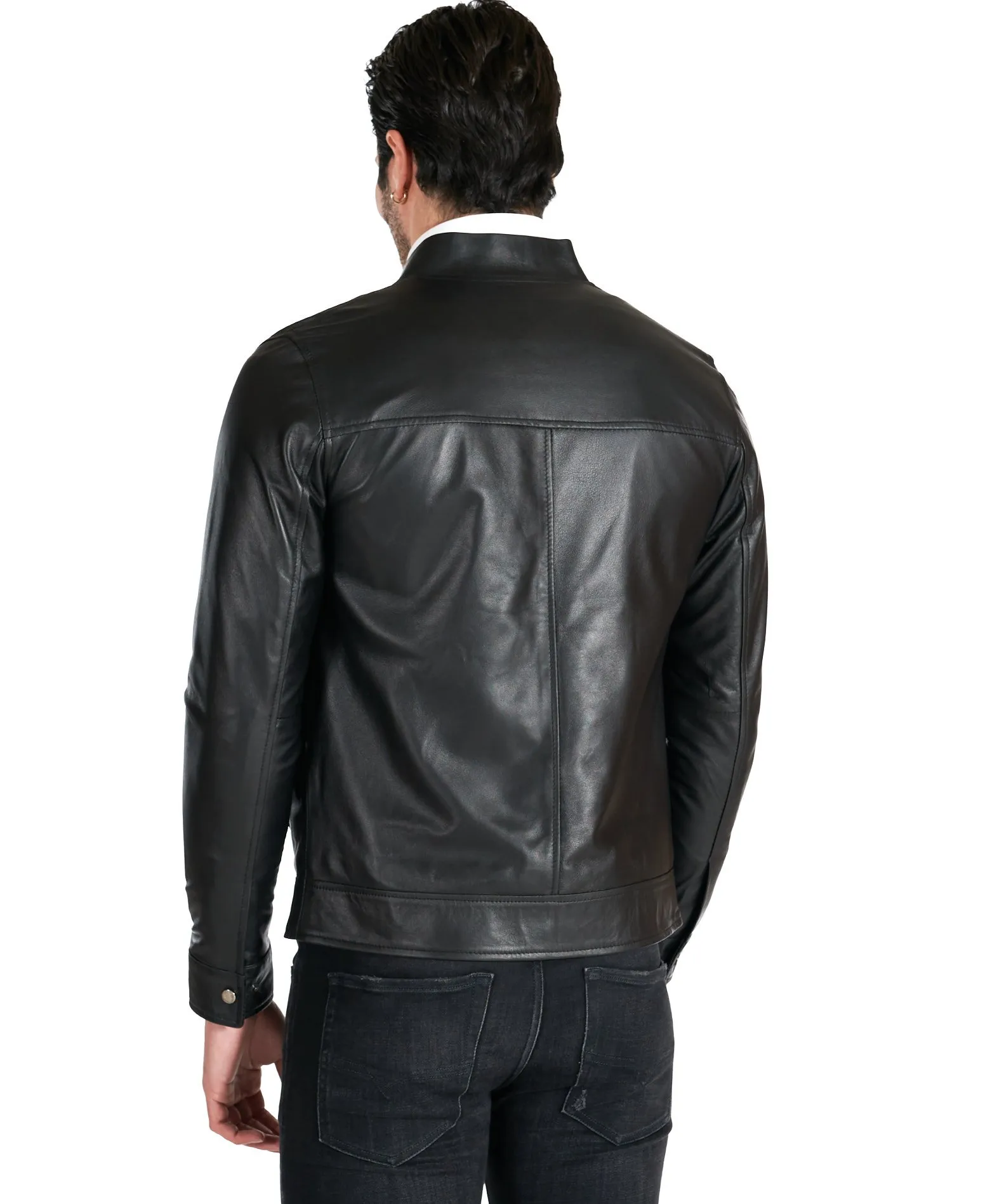 Blouson cuir homme style motard cuir plongé noir Marlon