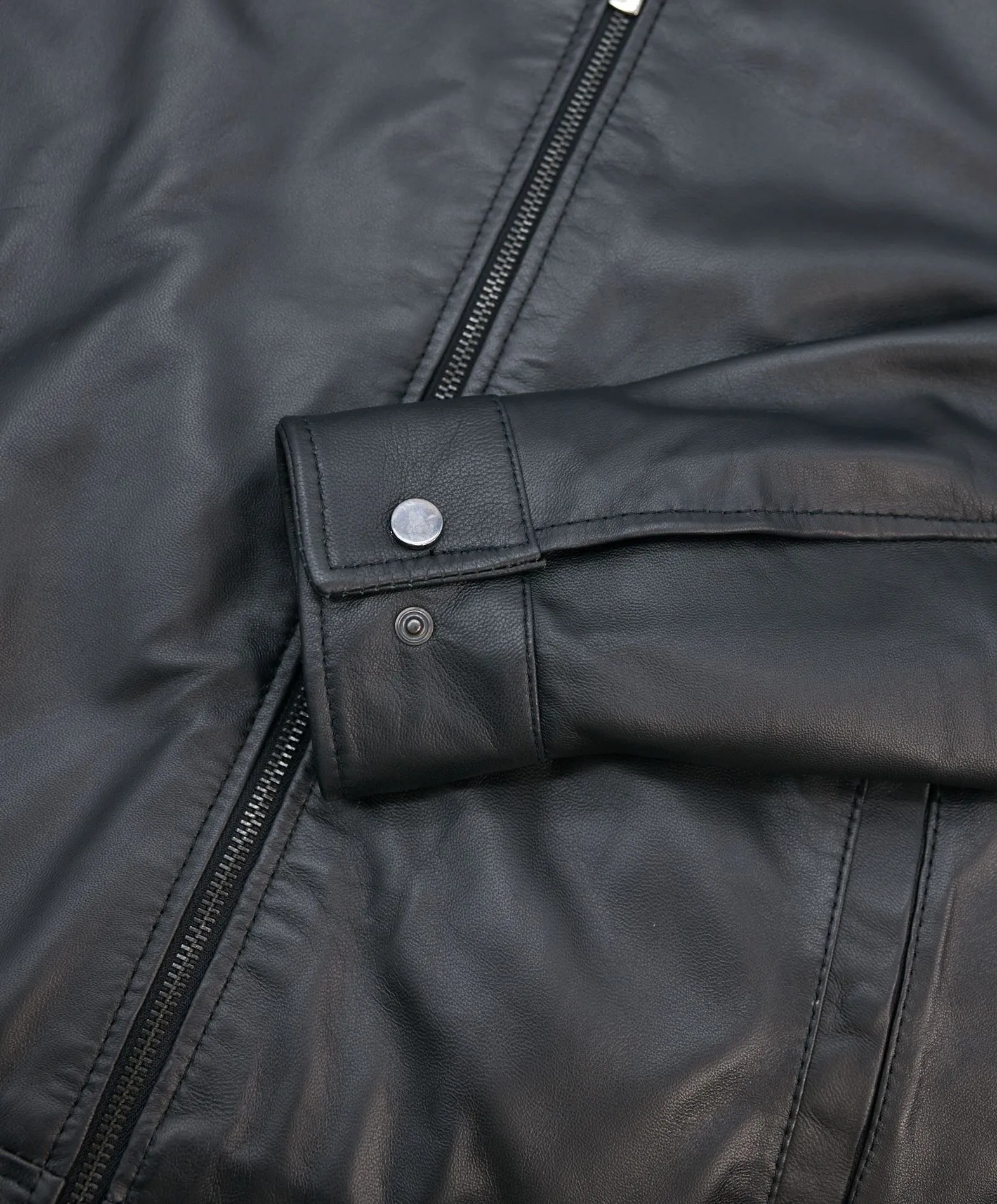 Blouson cuir homme style motard cuir plongé noir Marlon