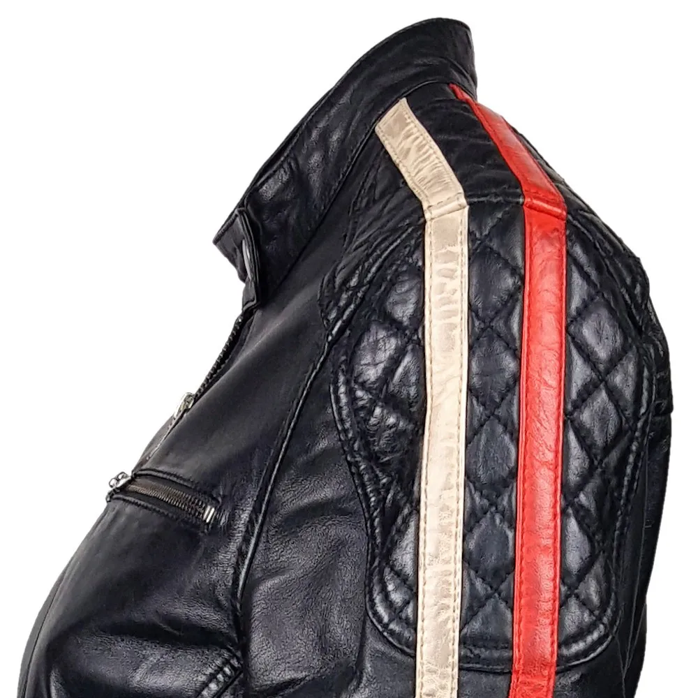 Blouson femme biker en cuir d’agneau