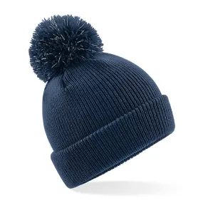 Bonnet pompon enfant à fibres réfléchissantes - B406B - bleu marine 