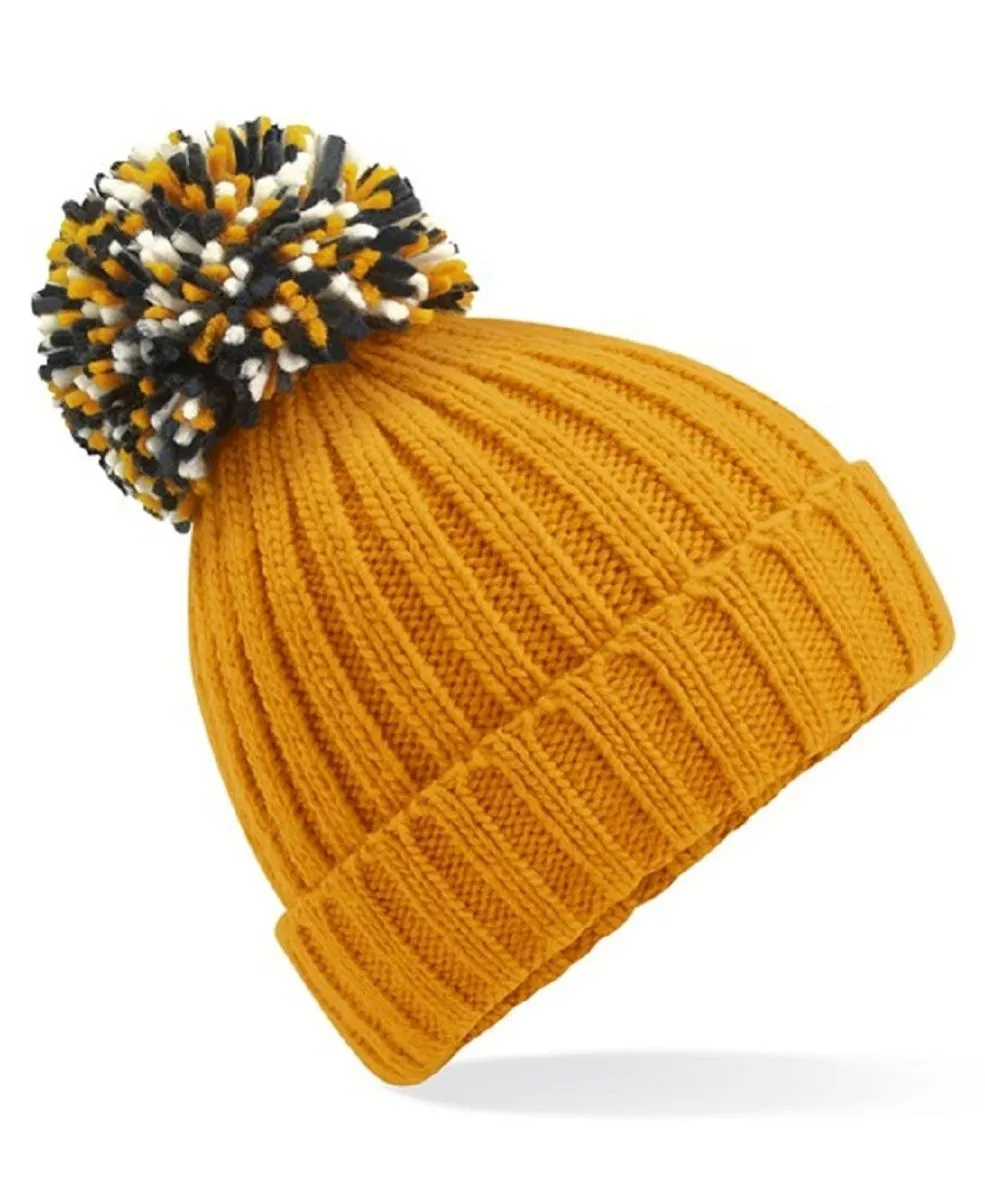 Bonnet à pompon adulte - B390 - jaune moutarde 