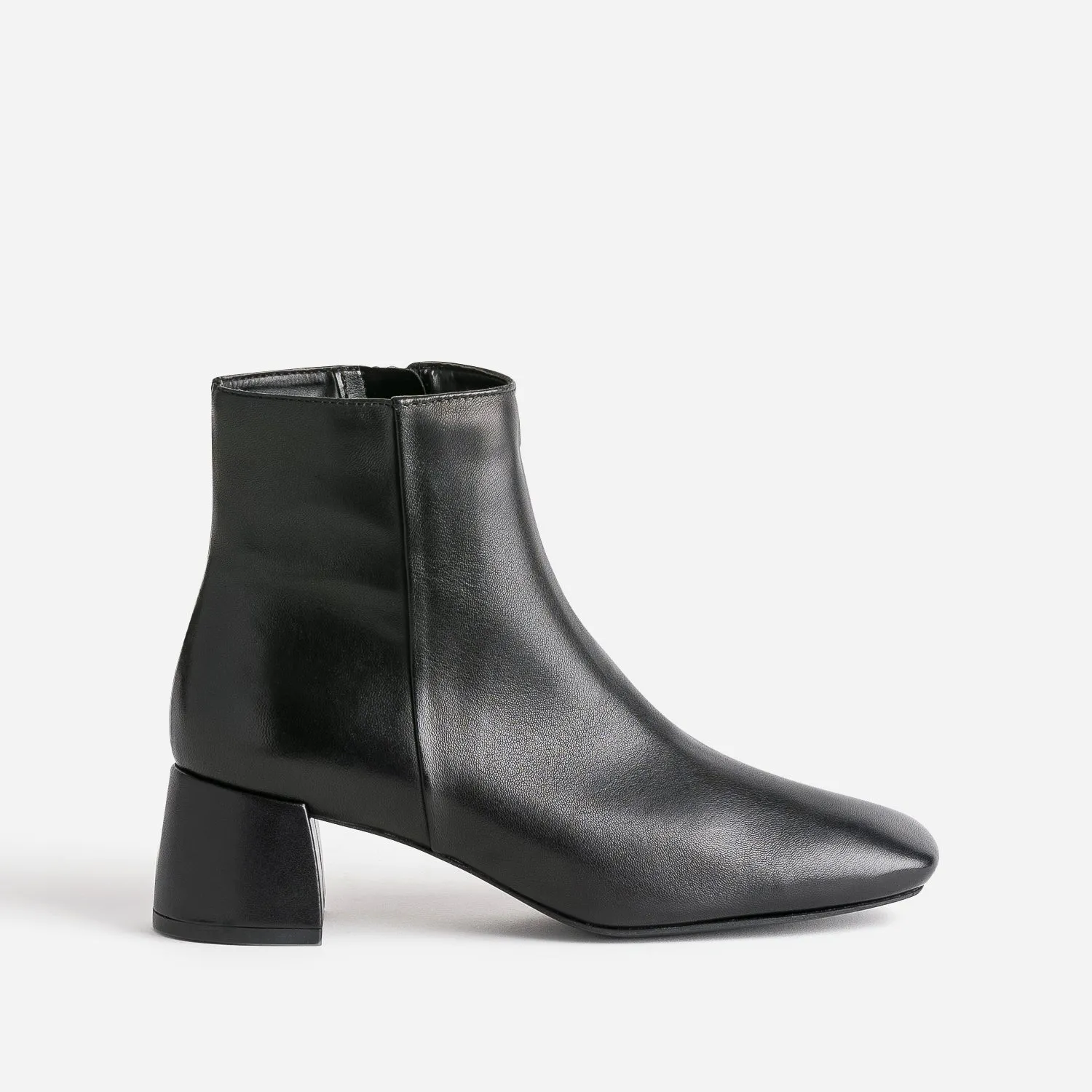 Boots à talon flare noir en cuir - Boots / bottines Femme | ERAM