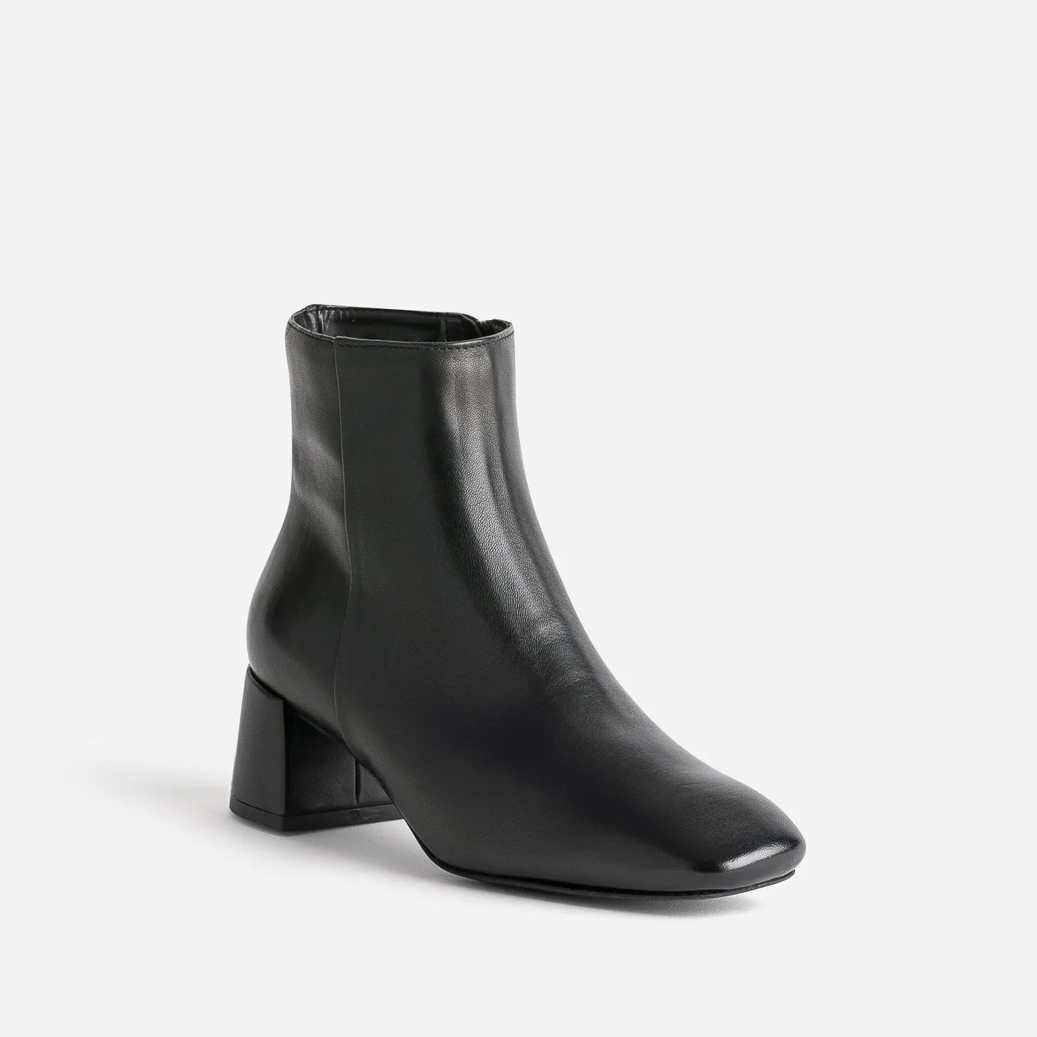 Boots à talon flare noir en cuir - Boots / bottines Femme | ERAM