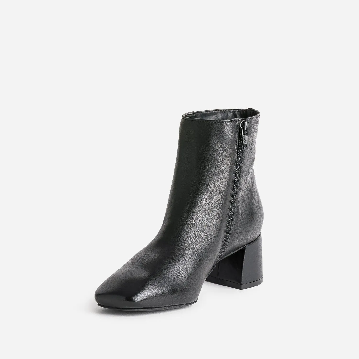 Boots à talon flare noir en cuir - Boots / bottines Femme | ERAM