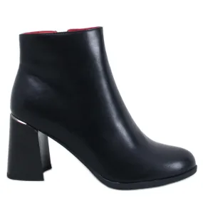 Bottines Tanna Black pleine fleur à talon stable le noir