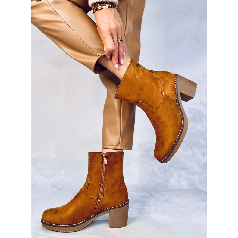 Bottines à talon en caoutchouc Linzi Camel brun