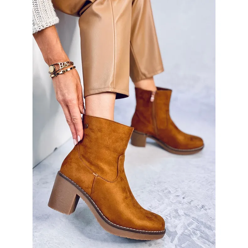 Bottines à talon en caoutchouc Linzi Camel brun