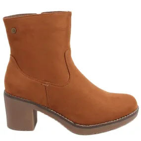 Bottines à talon en caoutchouc Linzi Camel brun