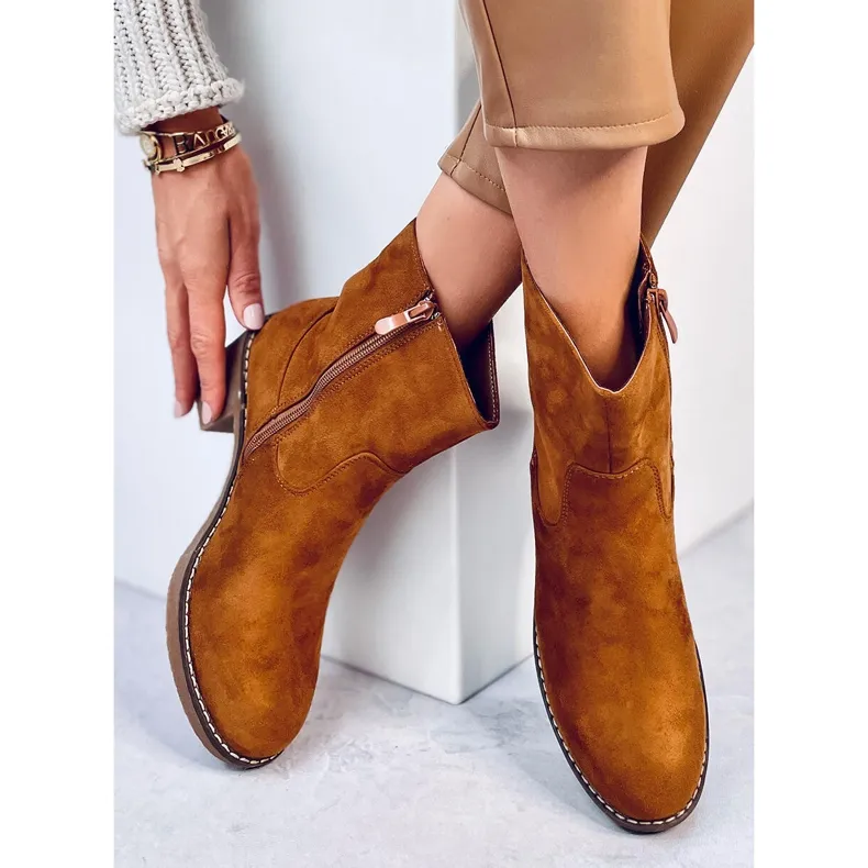 Bottines à talon en caoutchouc Linzi Camel brun