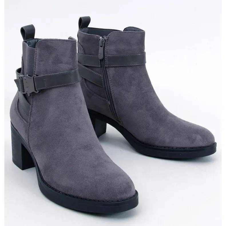 Bottines à talon stable Yonda Grey gris