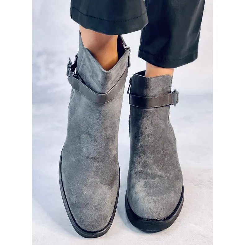 Bottines à talon stable Yonda Grey gris