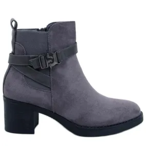 Bottines à talon stable Yonda Grey gris