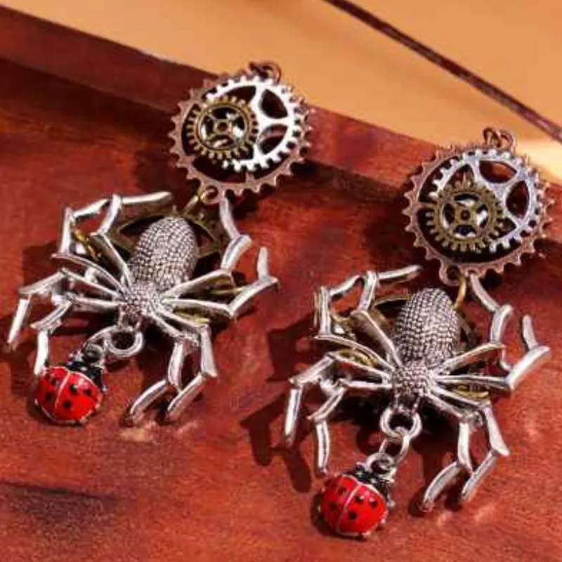 Boucles d'Oreilles Steampunk Araignée