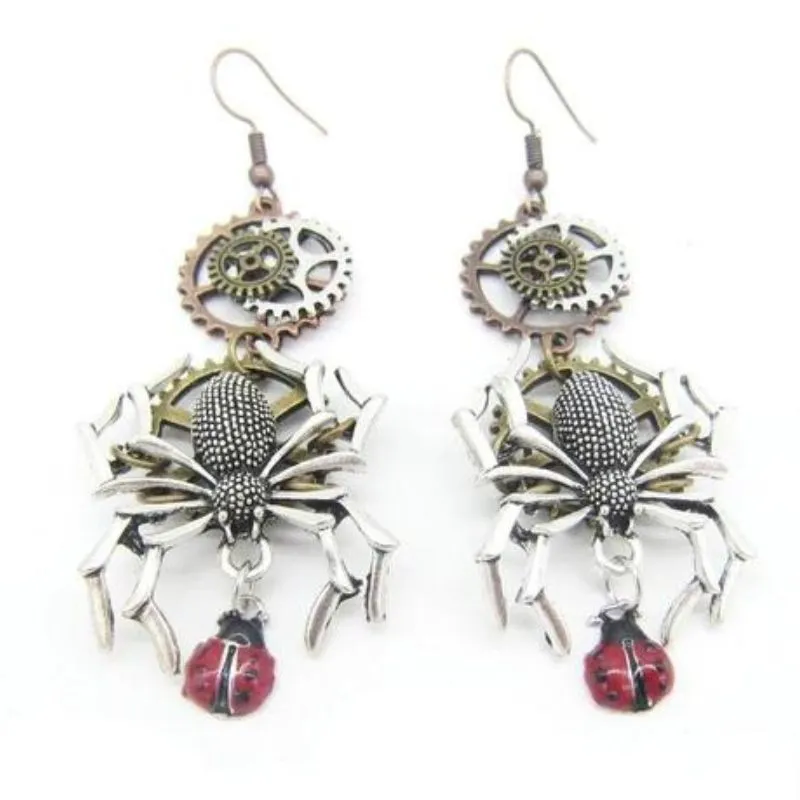 Boucles d'Oreilles Steampunk Araignée