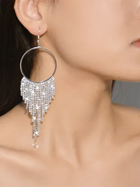 Boucles d'oreilles à franges exagérées avec des diamants d'eau