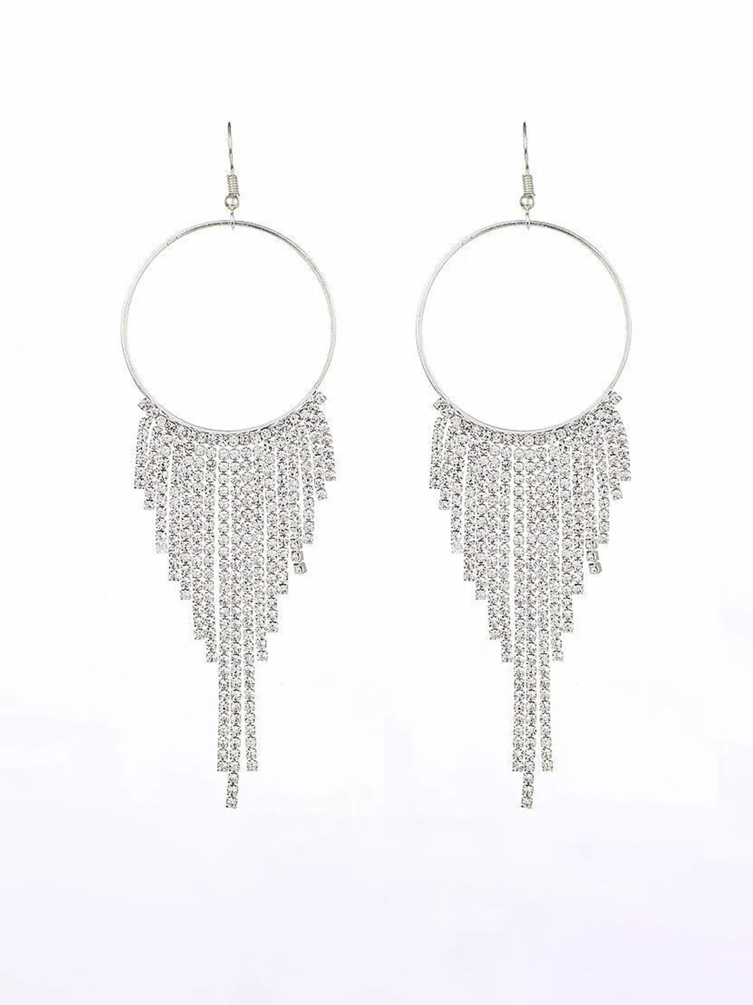 Boucles d'oreilles à franges exagérées avec des diamants d'eau