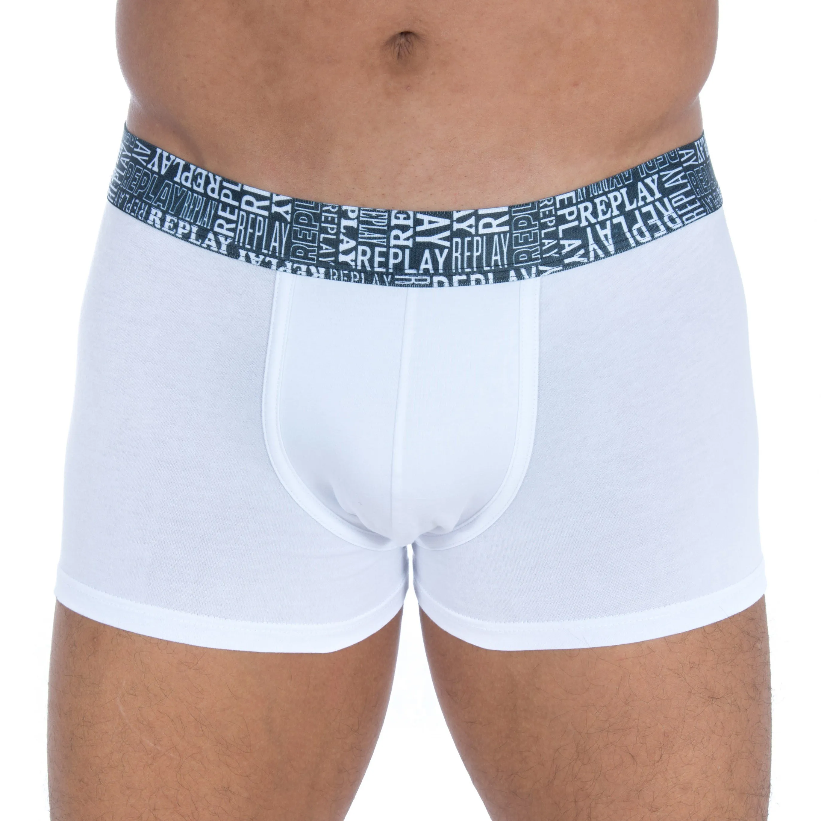 Boxer en coton imprimé à la taille - Replay : vente shorty boxers h...