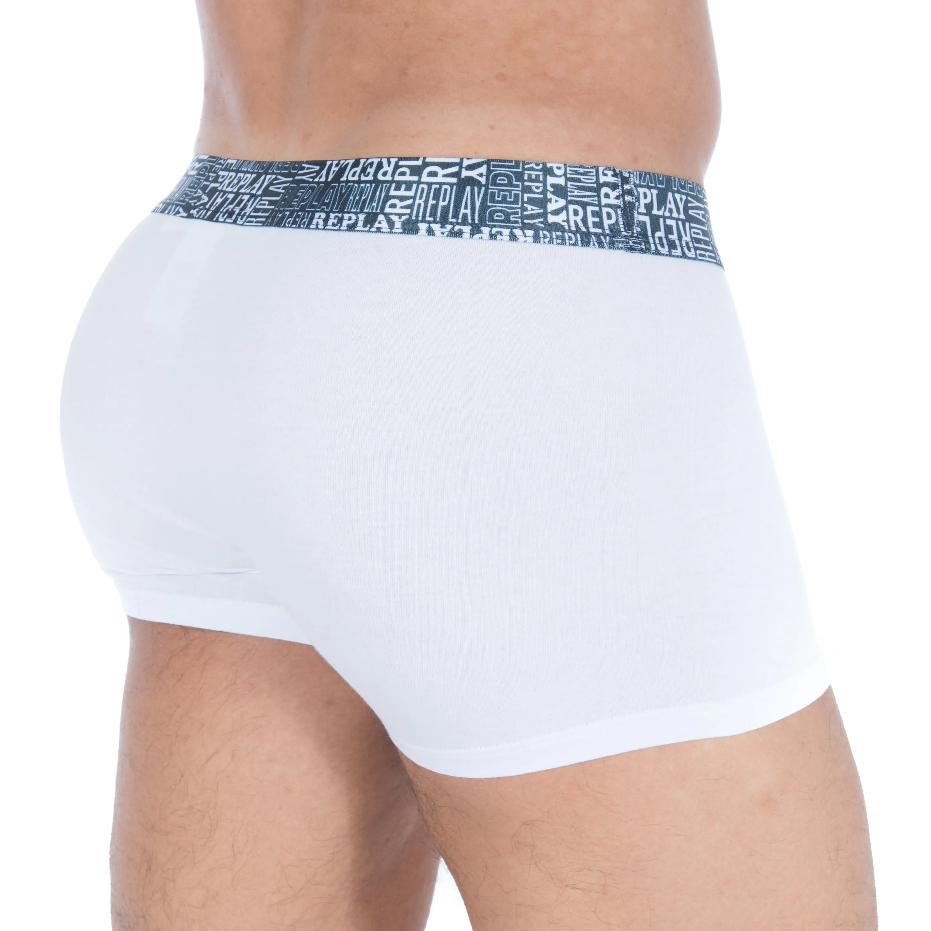 Boxer en coton imprimé à la taille - Replay : vente shorty boxers h...