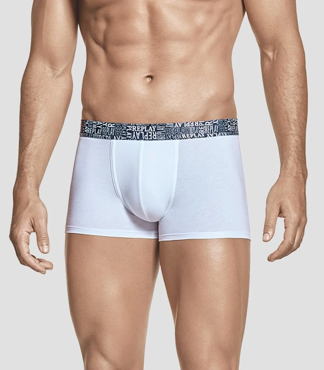 Boxer en coton imprimé à la taille - Replay : vente shorty boxers h...