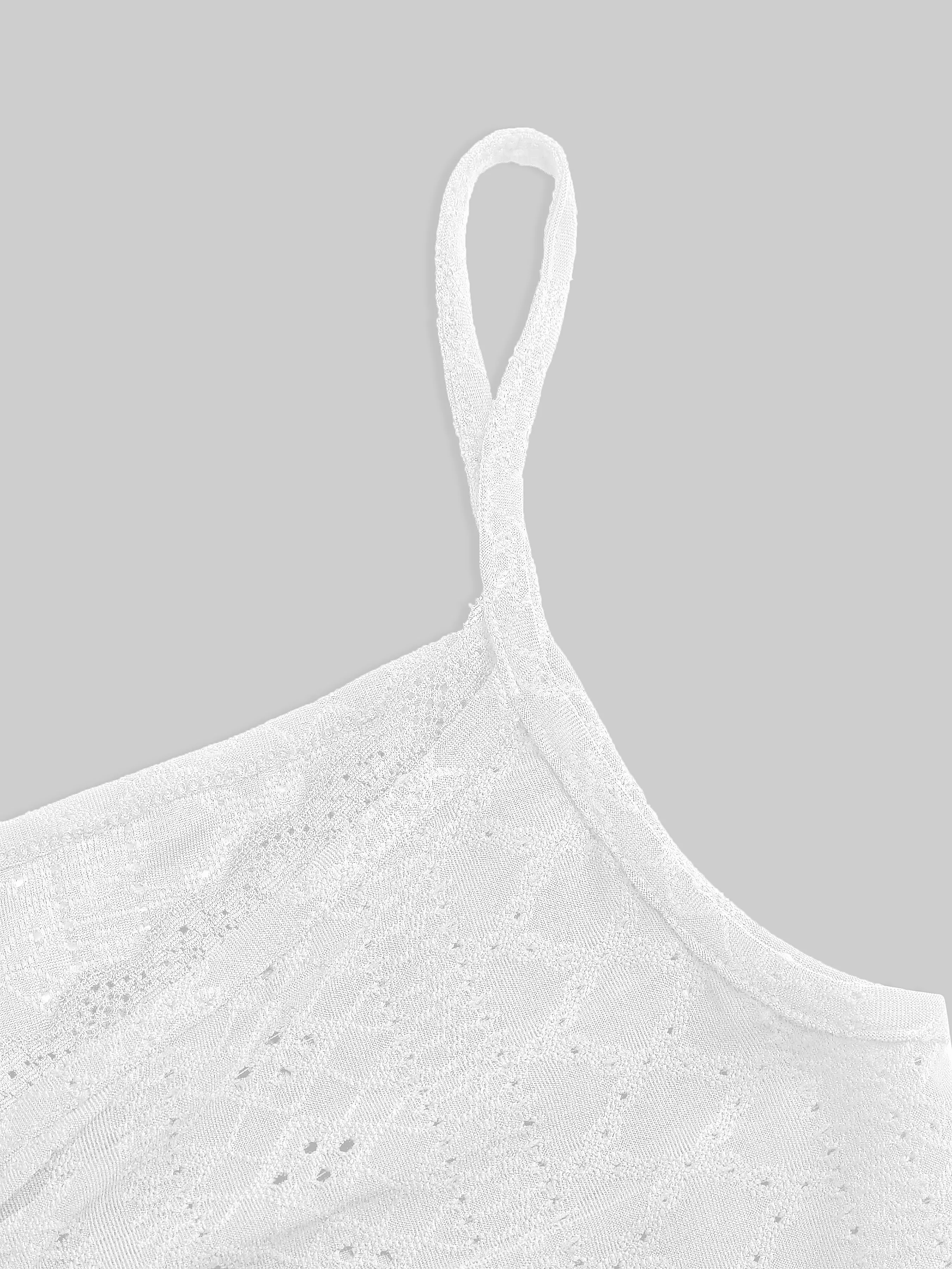  Camisole crop en dentelle anglaise unie avec bordure en dentelle