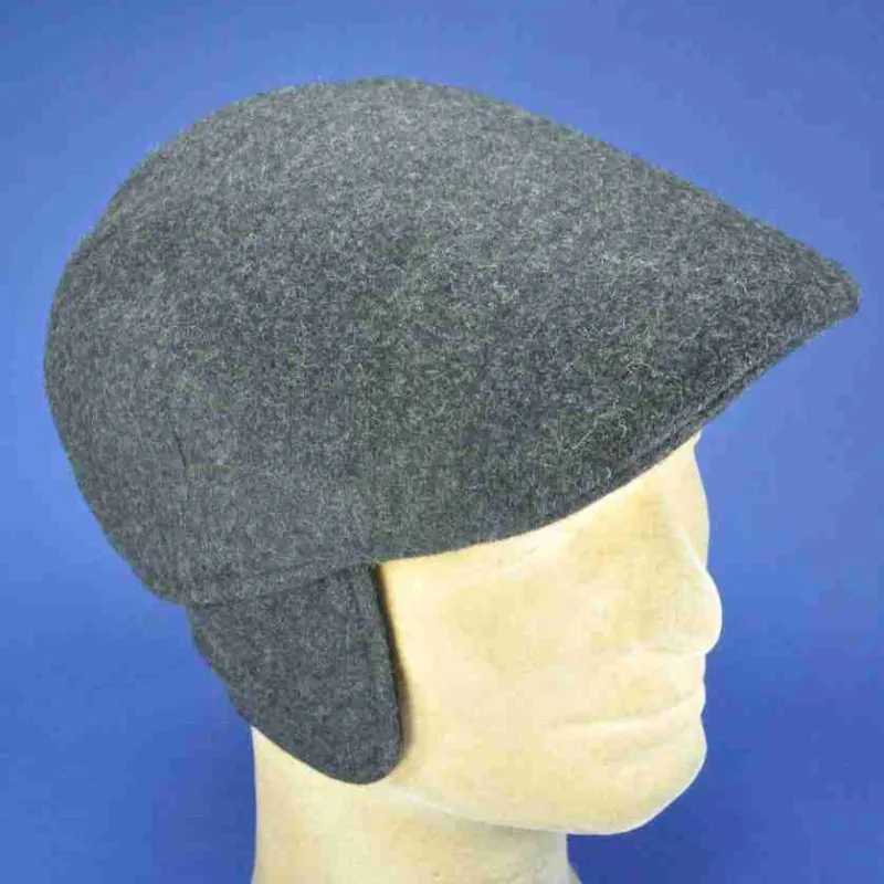 Casquette laine TOLEDO anthracite| Casquettes plate protège oreilles