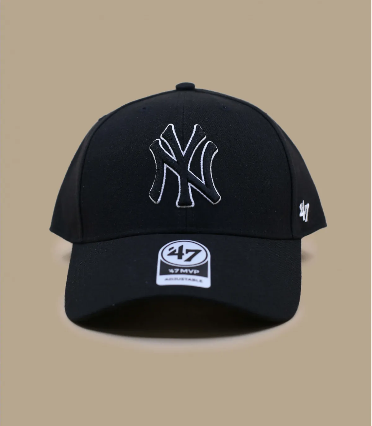 casquette NY noir laine - MVP NY Snapback black white 47 Brand : Headict