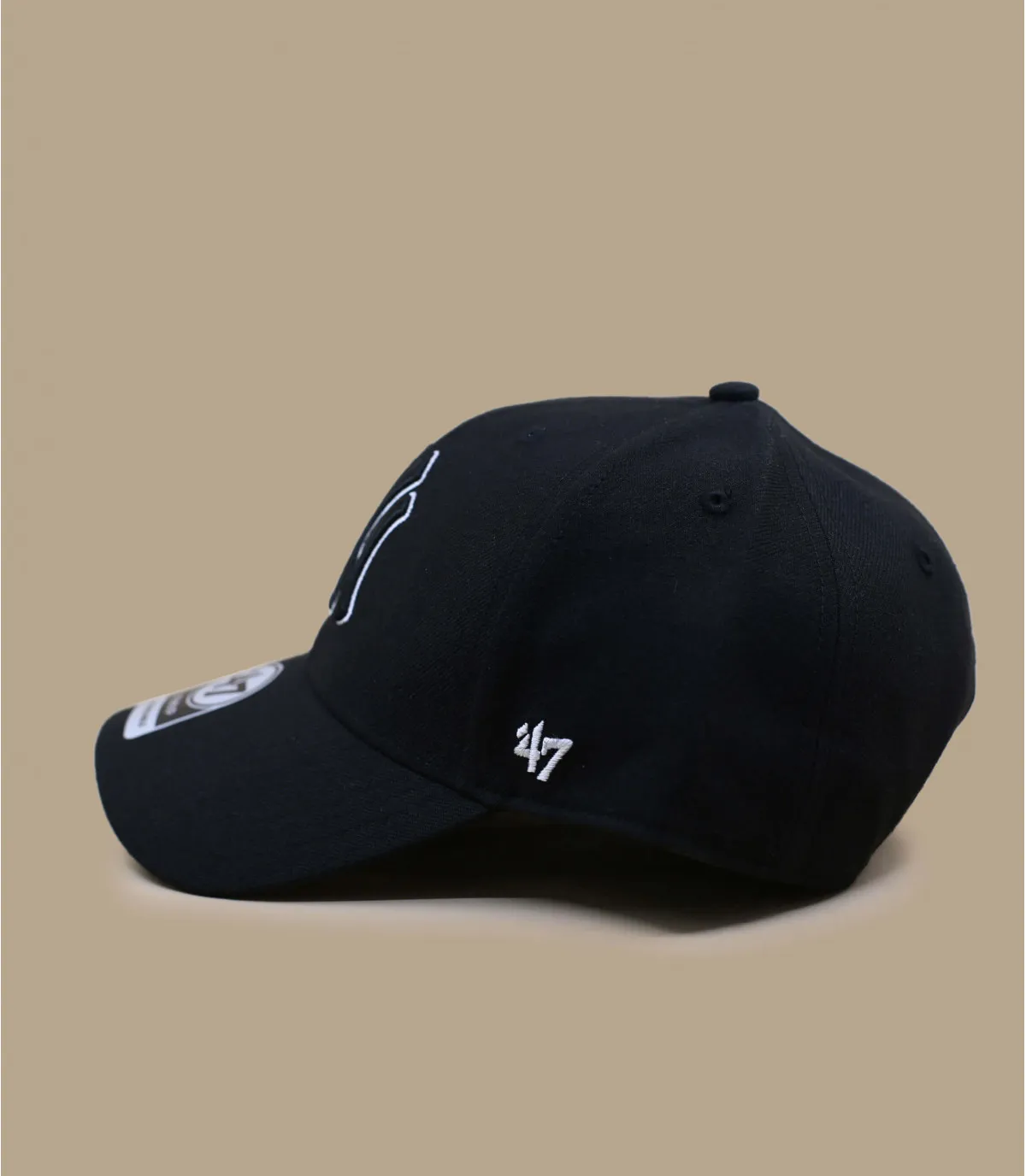 casquette NY noir laine - MVP NY Snapback black white 47 Brand : Headict