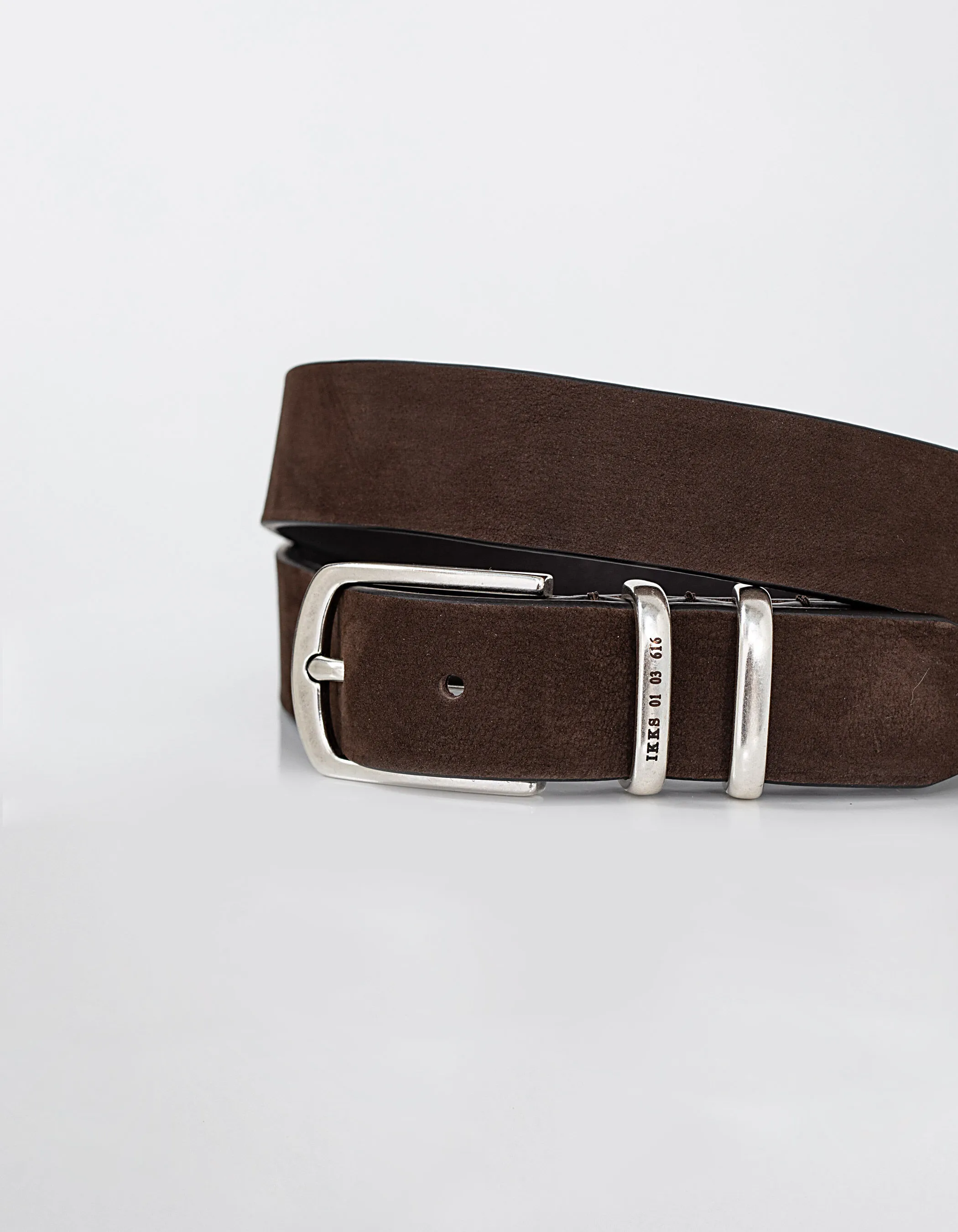 Ceinture moka en cuir à double passant Homme