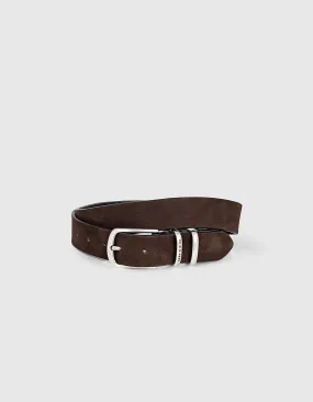 Ceinture moka en cuir à double passant Homme