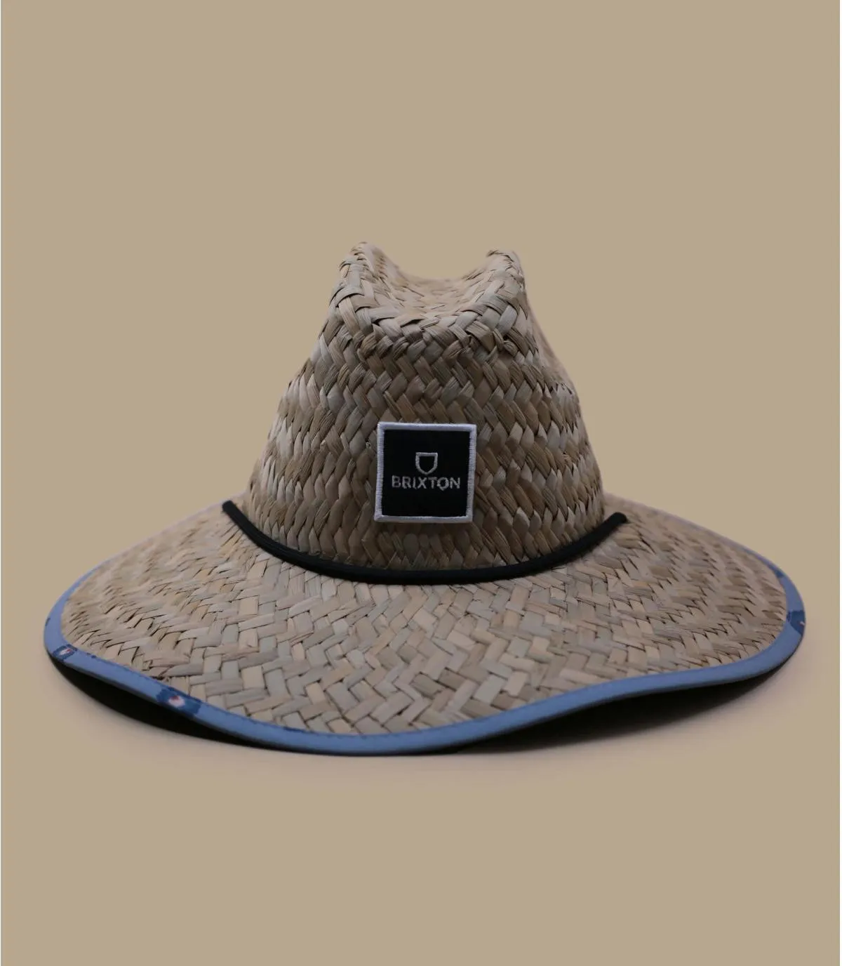 Chapeau lifeguard paille imprimé fleurs bleues - Alpha Square Sun Hat tan dusty blue Brixton : Headict