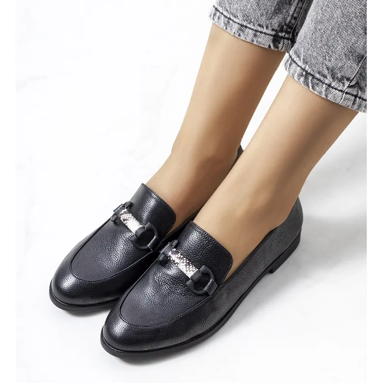 Chaussures en cuir noir Prins le noir