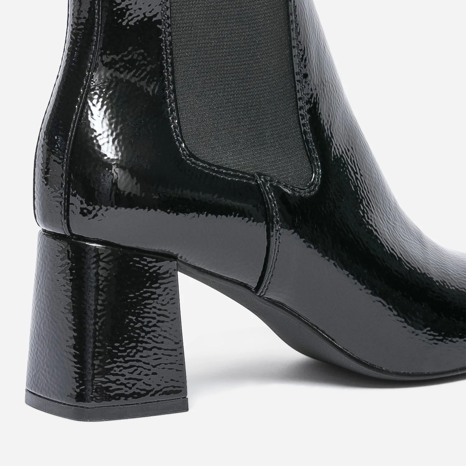 Chelsea boots noir verni à talon - Boots / bottines Femme | ERAM