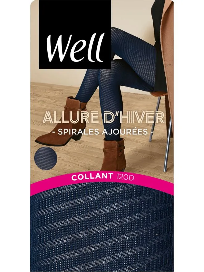 Collant Opaque 120D Spirales Ajourées Allure d'Hiver, Collants - Boutique en ligne Well