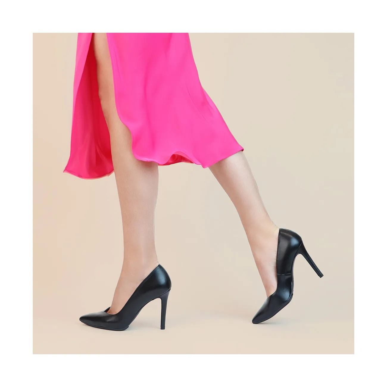 Escarpin basique en cuir noir lisse | Chaussures femme LODI en ligne