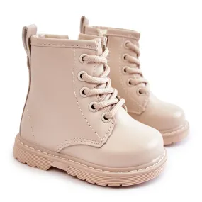 FR1 Bottes En Cuir Pour Enfants Avec Fermeture Éclair Beige Omua