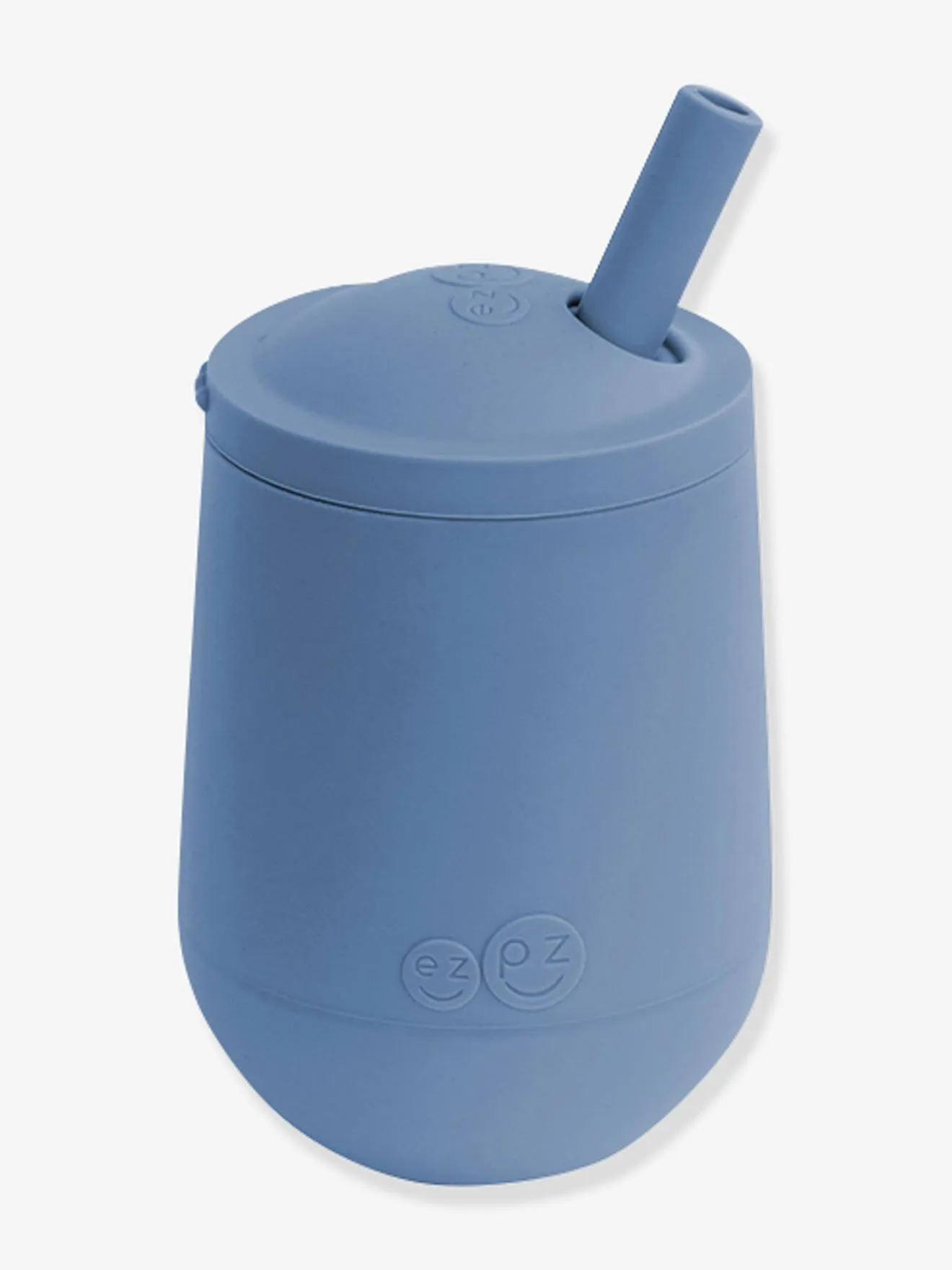 Gobelet d’apprentissage avec paille EZPZ Mini Cup en silicone bleu indigo - EZPZ