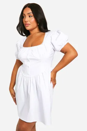 Grande taille - Robe champêtre à manches bouffantes