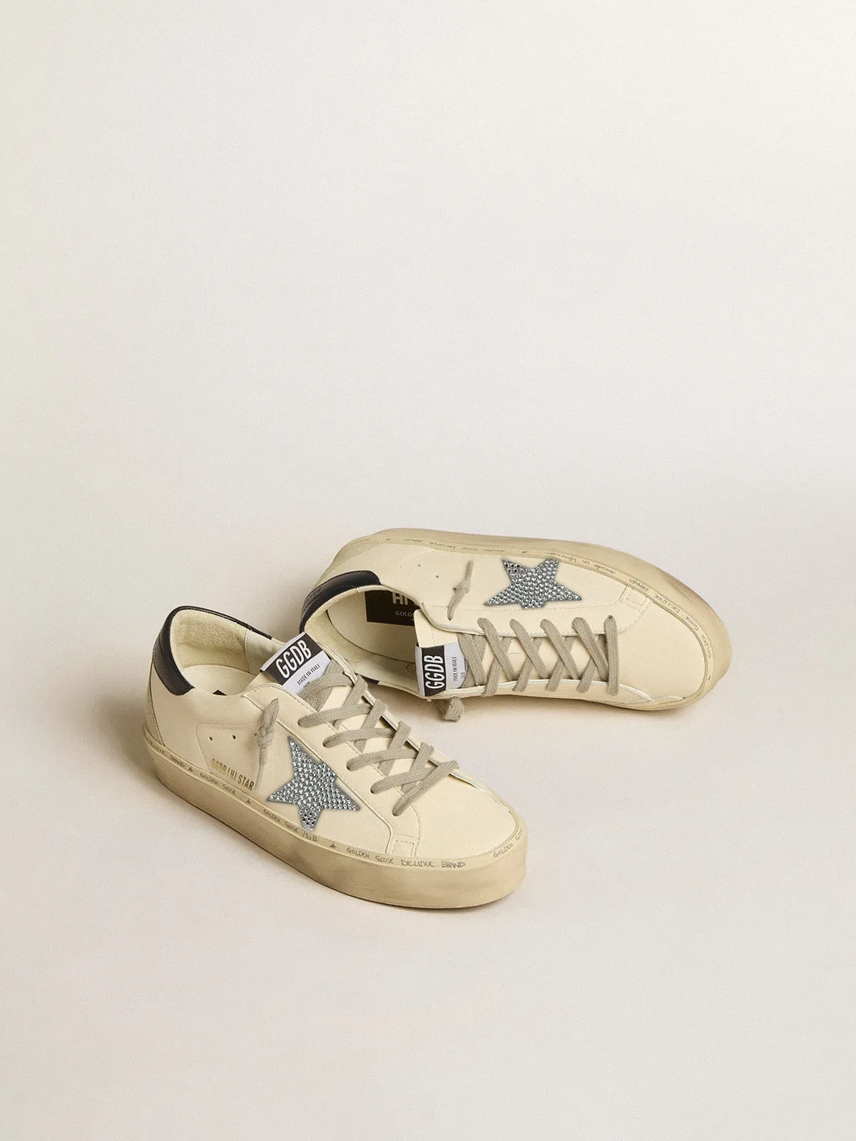 Hi Star en cuir nappa avec étoile en cristaux Swarovski et contrefort en cuir bleu foncé | Golden Goose