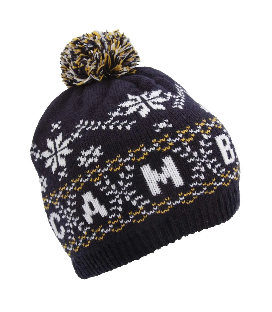 Homme bleu marine Bonnet à motif Cambridge et pompon