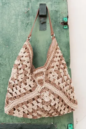 HUNTER Camel Sac femme crochet paille