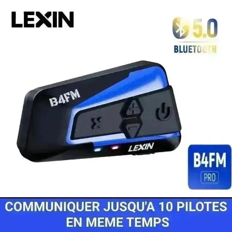 Intercom casque moto bluetooth LEXIN - 10 pilotes