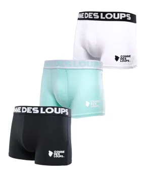 LOT DE 3 BOXERS NOIR-BLANC-VERT