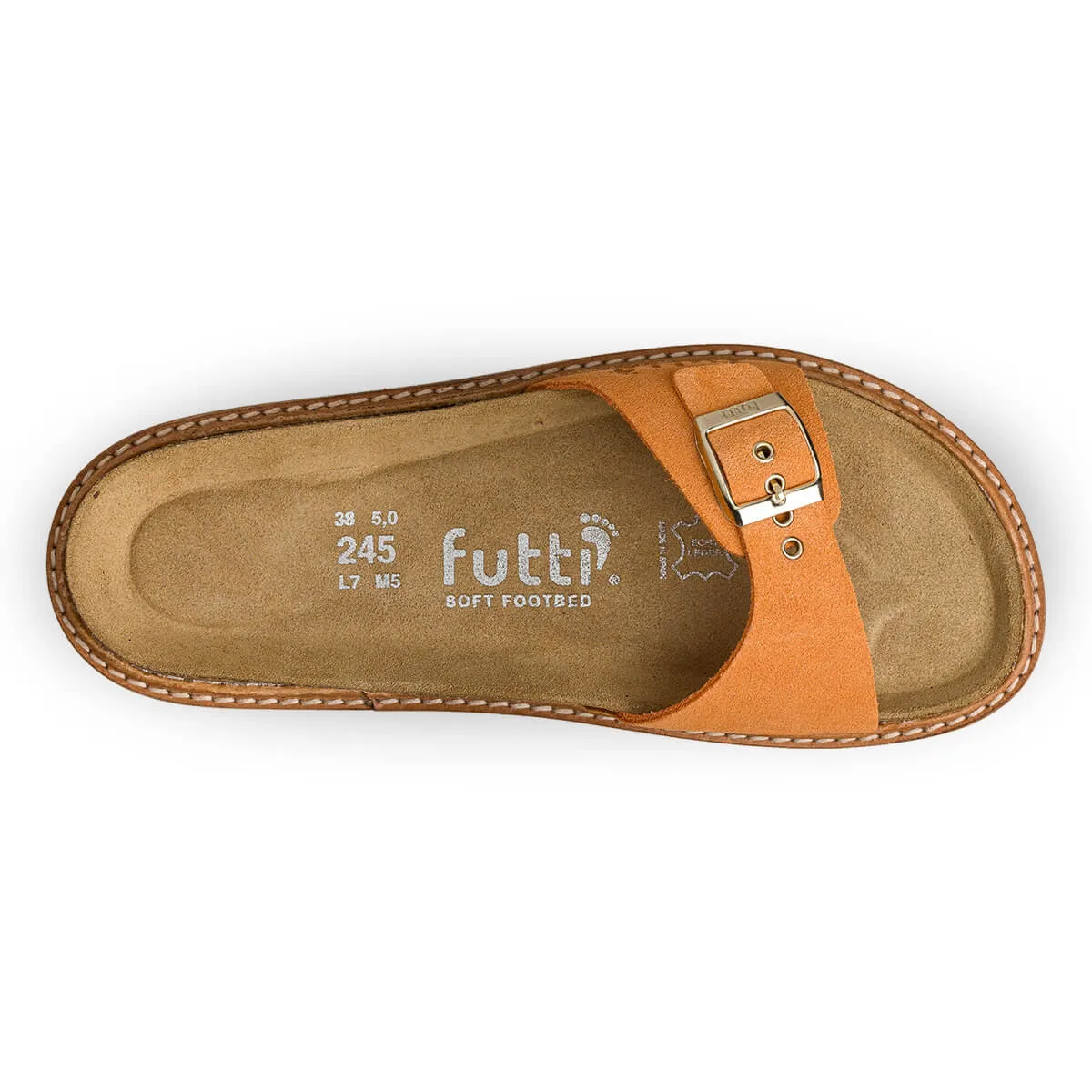 Mules plates en cuir doux pastel - Orange