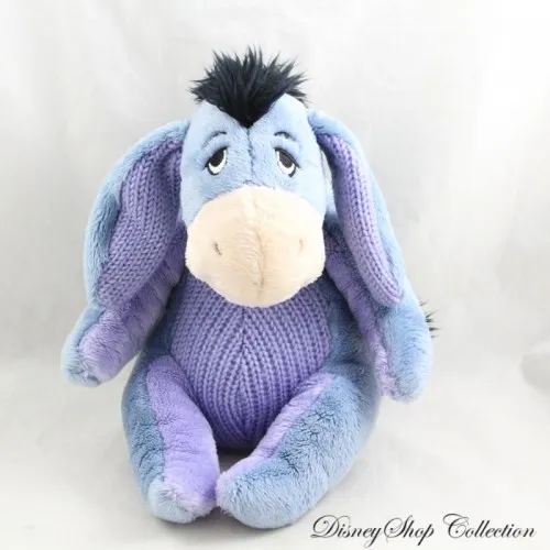 Peluche âne Bourriquet DISNEY NICOTOY tricot laine violet 25 cm