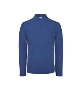 Polo manches longues hommes bleu B&C