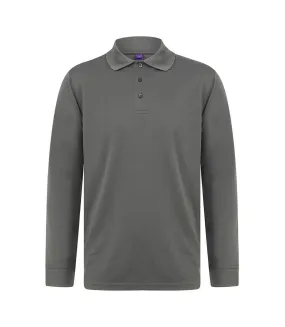 Polo à manches longues hommes gris foncé Henbury