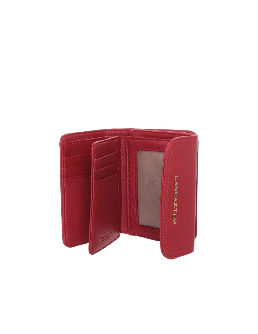 Portefeuille Lancaster Mle Anna en cuir ref_lan36476-rouge